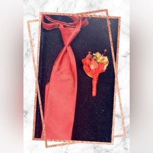 Custom Made Boutonniere With Matching Long Tie For Free